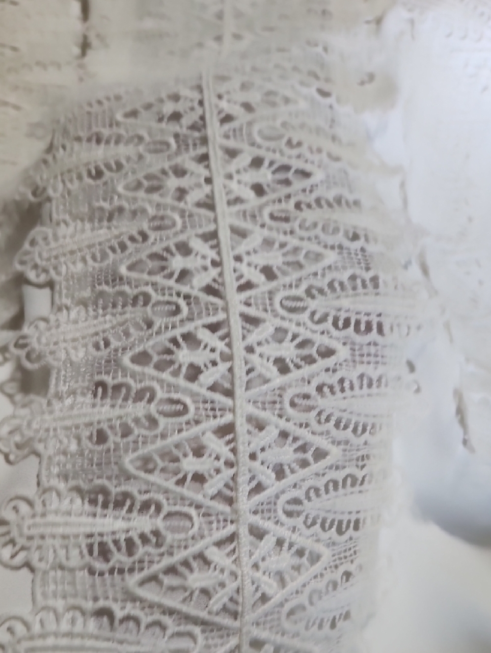 White House Black Market Ivory Lace-Panel Blouse. White House Black Market - Picture 3 of 6